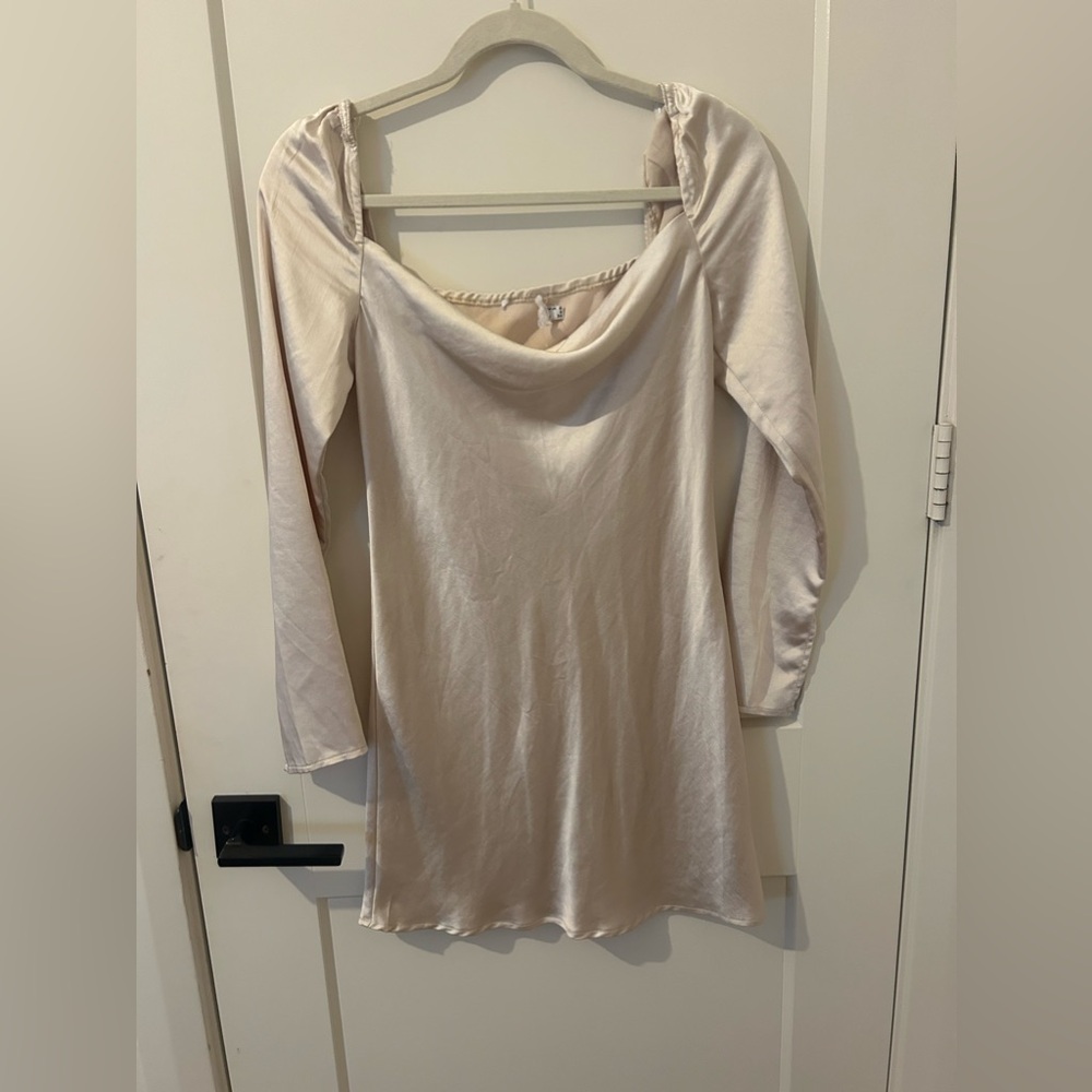 satin princess polly longsleeve dress